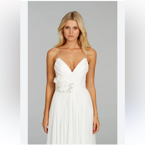 Ti Adora by Alvina Valenta White Spaghetti Strap A-•Line Wedding Gown - Picture 1 of 11